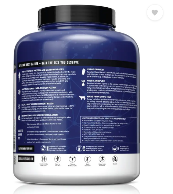 Avvatar Mass Gainer Belgian Chocolate 2Kg Weight Gainers/Mass Gainers