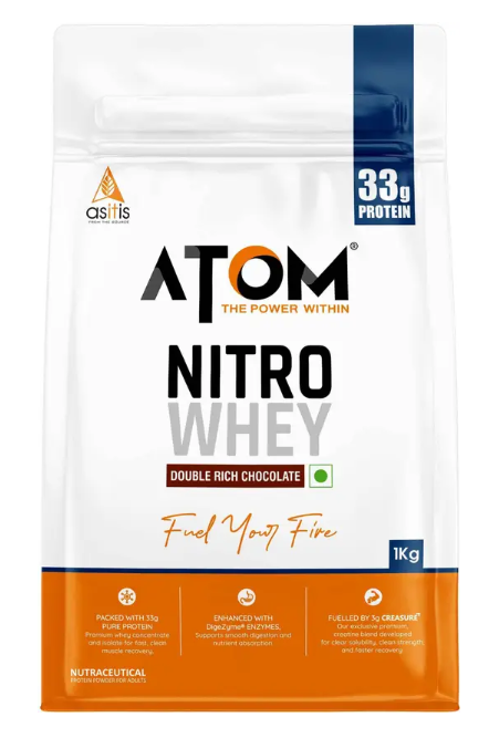 AS-IT-IS Nutrition ATOM Nitro Whey with Creasure – Double Rich Chocolate (1 kg)