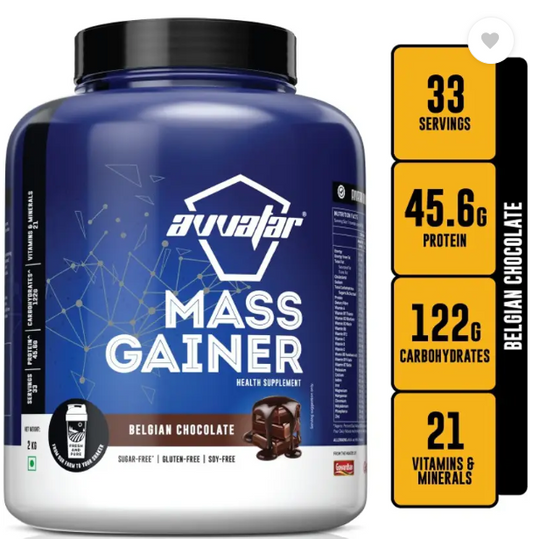 Avvatar Mass Gainer Belgian Chocolate 2Kg Weight Gainers/Mass Gainers