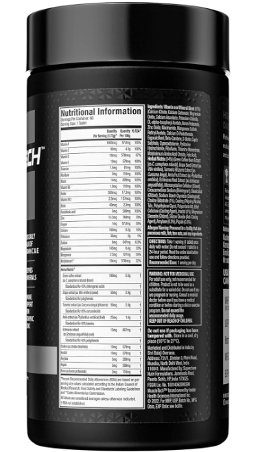 MuscleTech Platinum Multivitamin (60 Tablets, 18 Vitamins & Minerals, with Vitamin C for Immune Support)