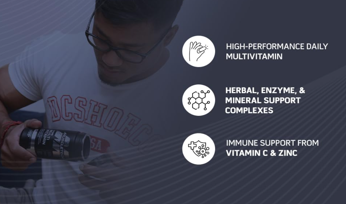 MuscleTech Platinum Multivitamin (60 Tablets, 18 Vitamins & Minerals, with Vitamin C for Immune Support)