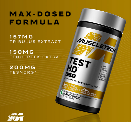 MuscleTech Test HD Elite (60 Veggie Capsules, Max-Strength Testosterone & ATP Booster with Tribulus Terrestris)