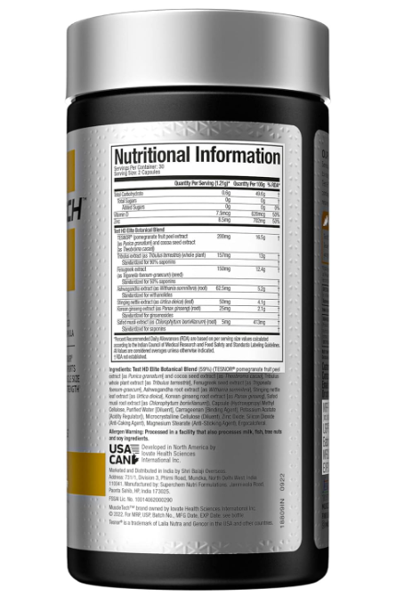 MuscleTech Test HD Elite (60 Veggie Capsules, Max-Strength Testosterone & ATP Booster with Tribulus Terrestris)